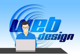 Person using assistive technology with computer displaying accessible web design interface and colorful accessibility icons
