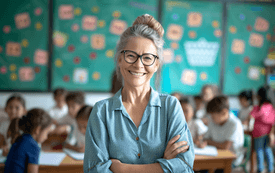 Lehrer verwendet Text-zu-Sprache-Technologie mit vielfältigen Schülern im Klassenzimmer