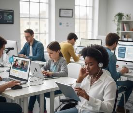 Creating Accessible Content with Text-to-Speech: Complete Guide to WCAG Compliance and Inclusive Digital Experiences Diverse group of people using assistive technology including text-to-speech on various devices showing inclusive digital accessibility