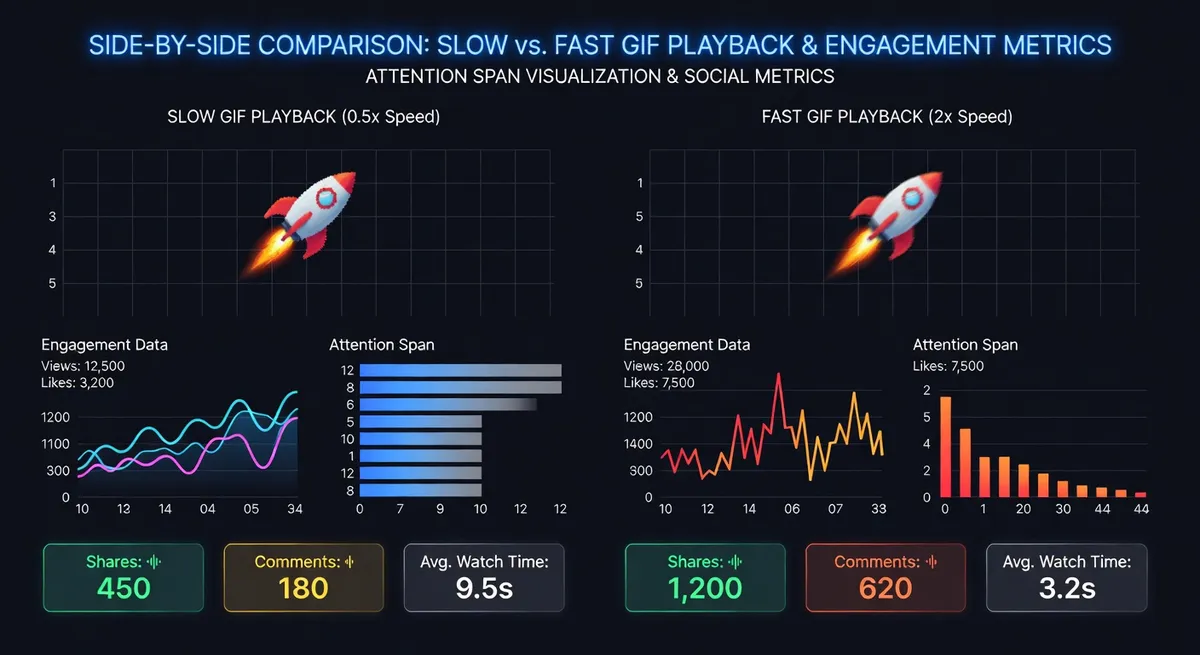 Side by side comparison of the same GIF at different frame rates showing visual quality differences and perceived smoothness at various playback speeds