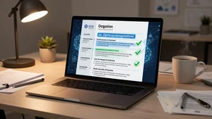 Professional resume on laptop screen with AI optimization highlights