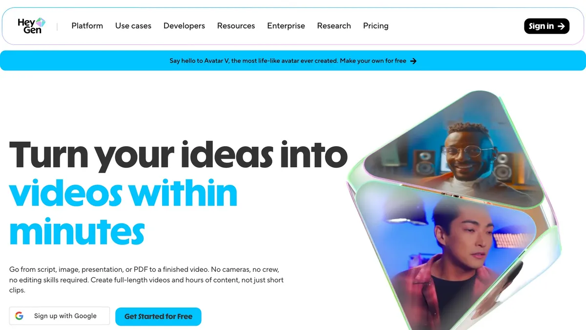 HeyGen AI avatar creating a UGC-style video ad