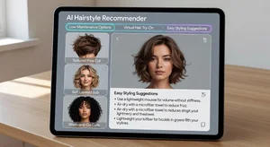 AI hairstyle app showing low-maintenance cut recommendations