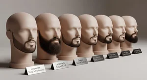 Collection of beard grooming styles showing different shapes