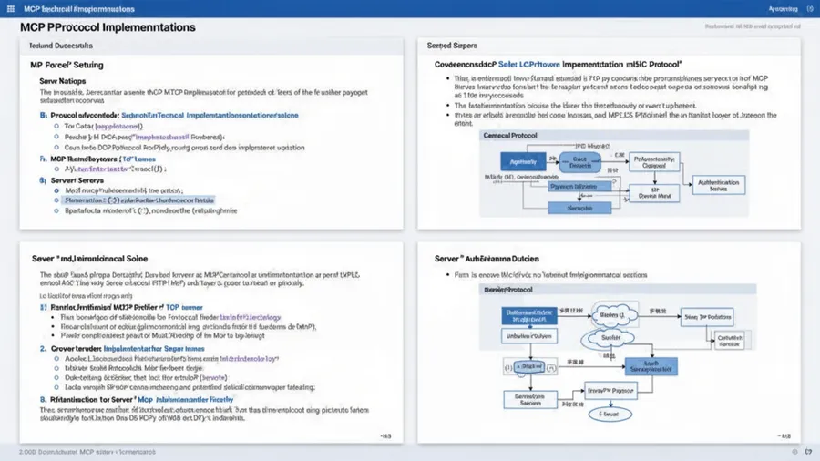 Technical documentation showing MCP protocol implementation with server setup guides
