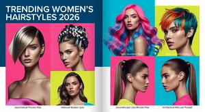 Fashion magazine spread showcasing 2026 trending womens hairstyles and variations