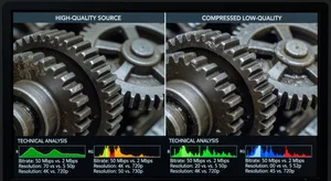 Close up technical comparison showing texture and detail differences