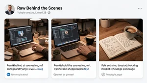 An example of a trending carousel style showing raw, behind the scenes content with authentic messaging