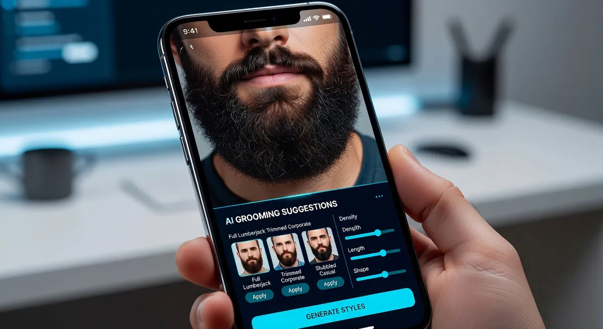AI beard try-on app showing different virtual style options