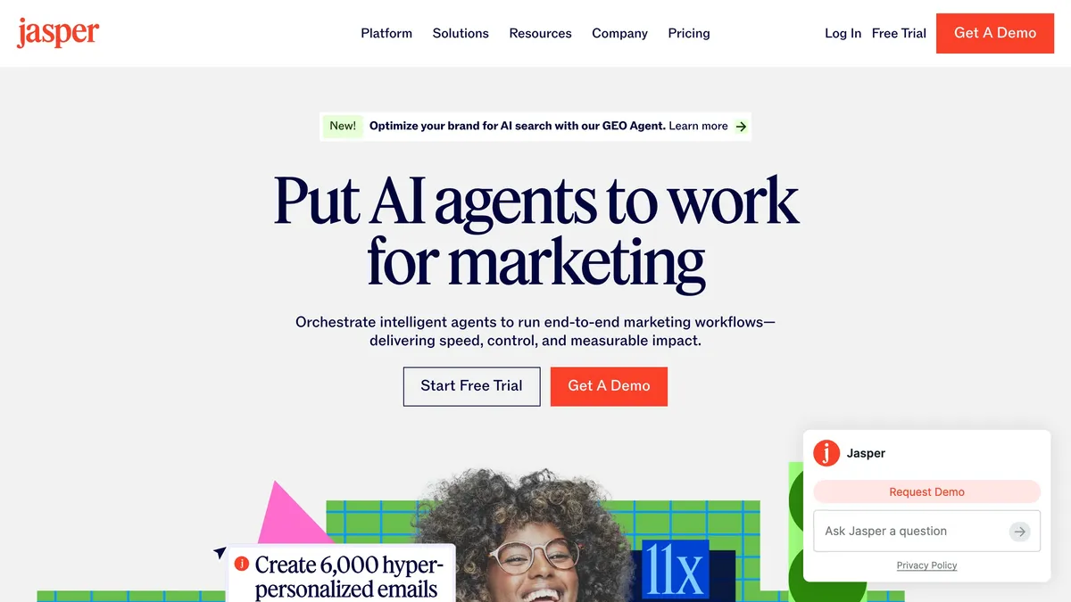 Jasper AI generating on-brand marketing copy