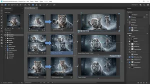 Professional photo editing workflow showing AI-assisted enhancement steps