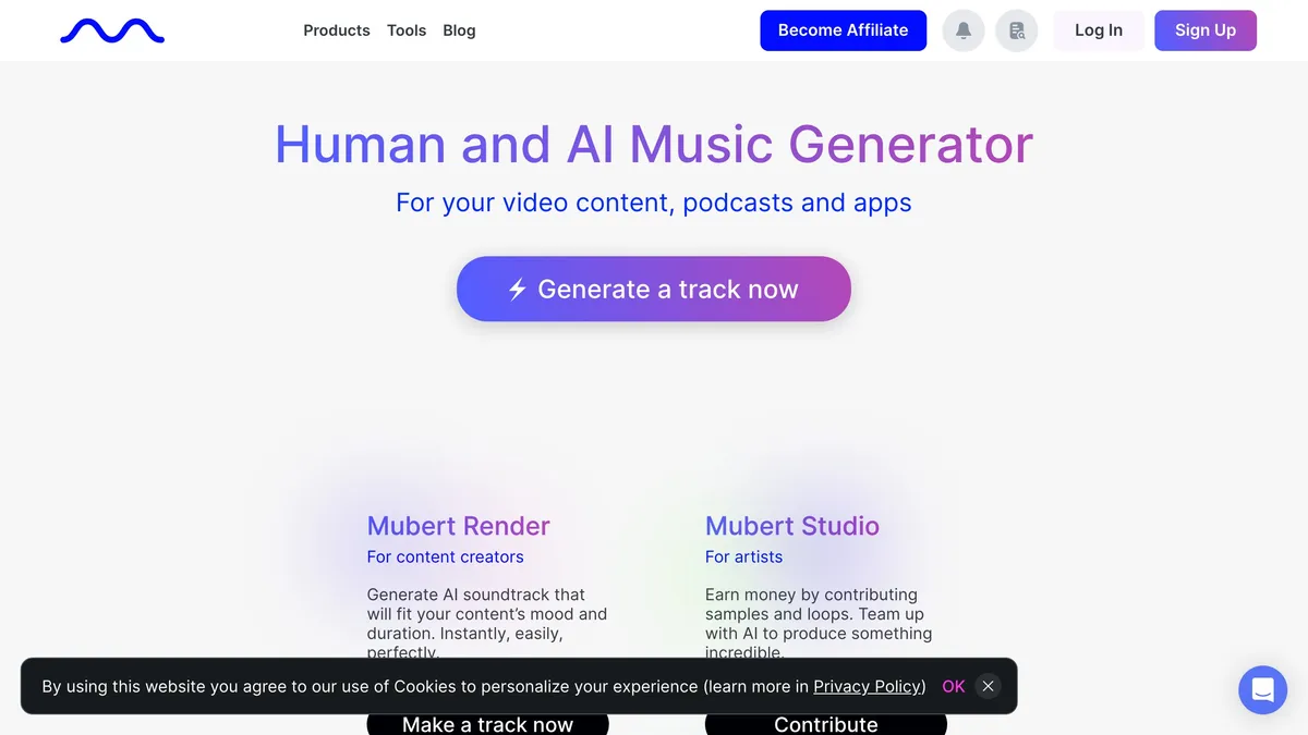 Mubert generating royalty-free background music by mood
