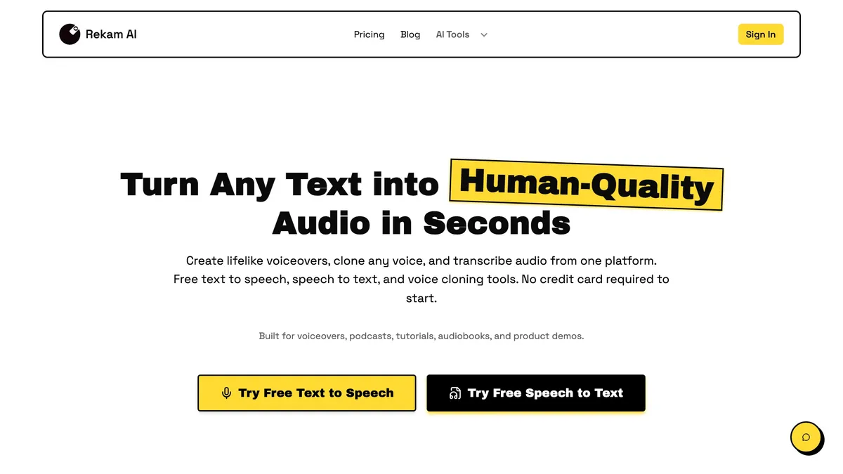 Rekam AI text-to-speech and voice cloning studio