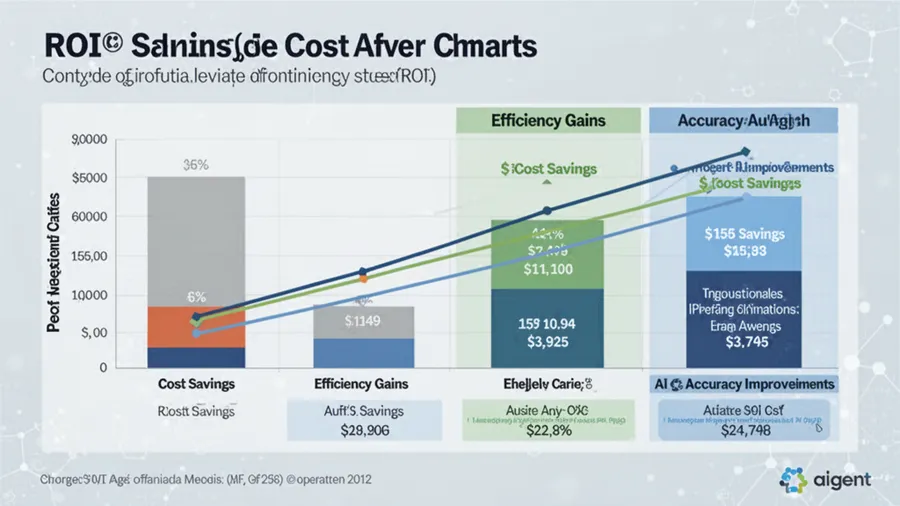 ROI chart showing cost savings, efficiency gains, and accuracy improvements from AI agent implementation