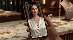 Elegant jewelry virtual try-on experience on smartphone