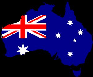 Professional audio editing workspace with Australian flag and voice recording equipment for content creation