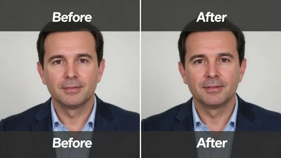 Before and after split screen showing video with watermark removed using AI