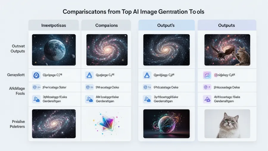 Comparison grid showing outputs from top AI image generation tools