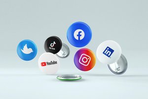Person analyzing social media growth metrics on multiple devices with AI tools