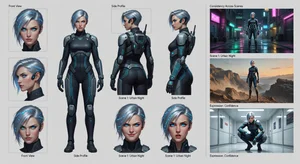 AI character design maintaining consistent appearance across scenes