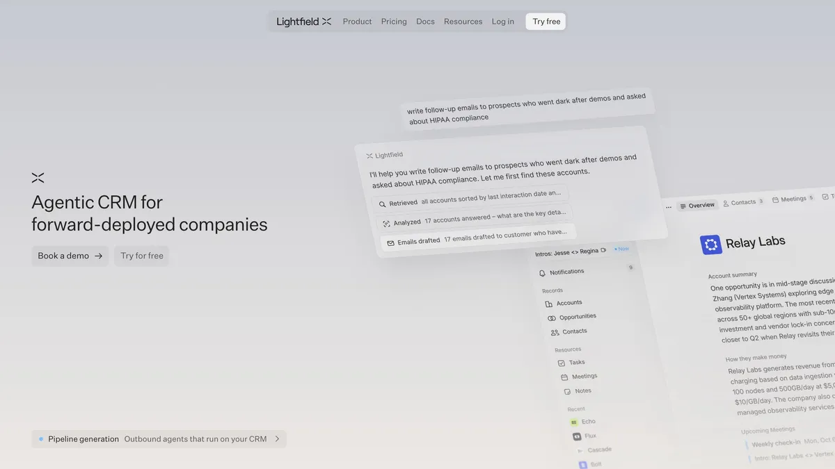 Lightfield AI-native CRM that updates itself from conversations