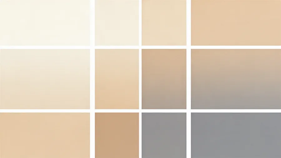 A collection of soft warm color gradients transitioning between cream, beige, and warm gray tones suitable for neo-minimalist design