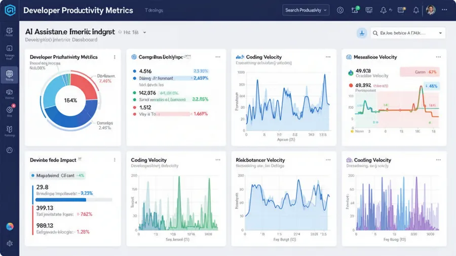Developer productivity metrics dashboard showing AI assistance impact