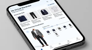 Digital closet interface showing organized virtual wardrobe