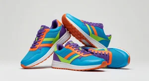 Stylish sneakers displayed on clean white background