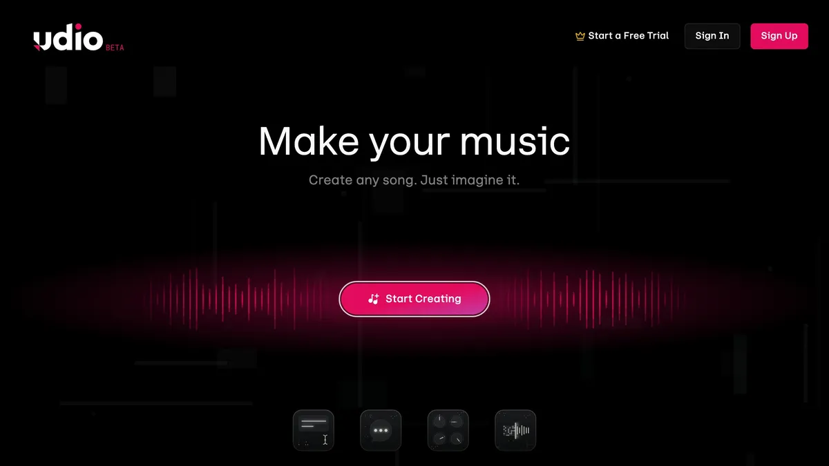 Udio Sessions editor for non-linear AI music production