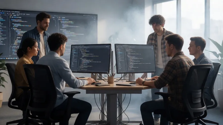 Software team using AI coding tools for pair programming