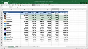 ROI calculation spreadsheet showing cost per 4K image across different platforms