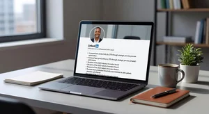 Professional LinkedIn profile page showing personal branding elements with clean professional headshot and achievement highlights