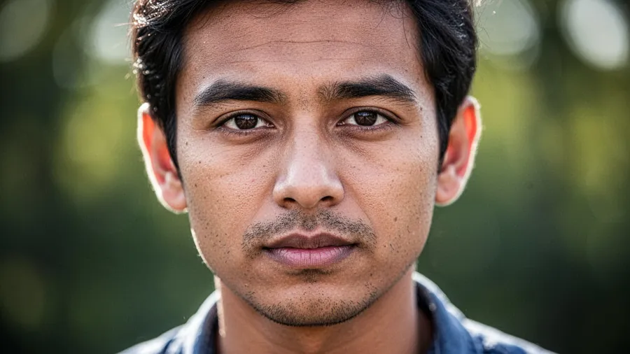 Close-up portrait showing accurate edge detection and natural bokeh blur around subject with shallow depth of field effect