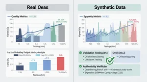 Quality metrics comparing model performance on real versus synthetic training data