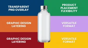 Transparent PNG product image shown overlaid on multiple different background colors demonstrating flexibility of transparent format