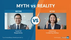 An example carousel slide showcasing a myth busting format with clear before and after comparisons