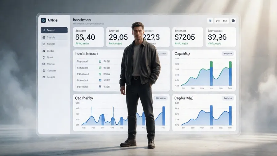 AI model performance dashboard showing benchmark comparisons