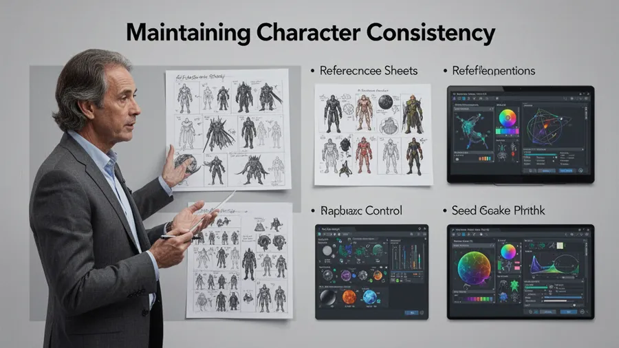 Professional guide showing techniques for maintaining character consistency