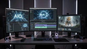 AI video editing workspace