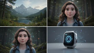 Collage of different AI animated scenes from still photos including nature landscape, portrait, and product shot, each showing subtle cinematic motion