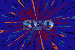 Digital rocket launching from laptop screen with performance metrics and optimization charts surrounding it