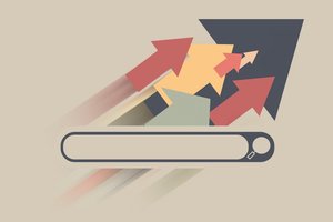 Pinterest search results with optimization indicators and traffic metrics