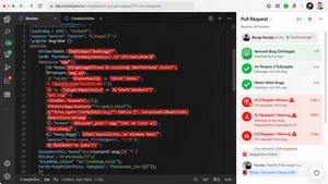 AI code review highlighting bugs