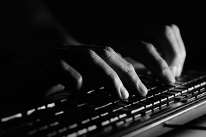 Multiple device screens showing social media platforms and content distribution networks with interconnected data flows