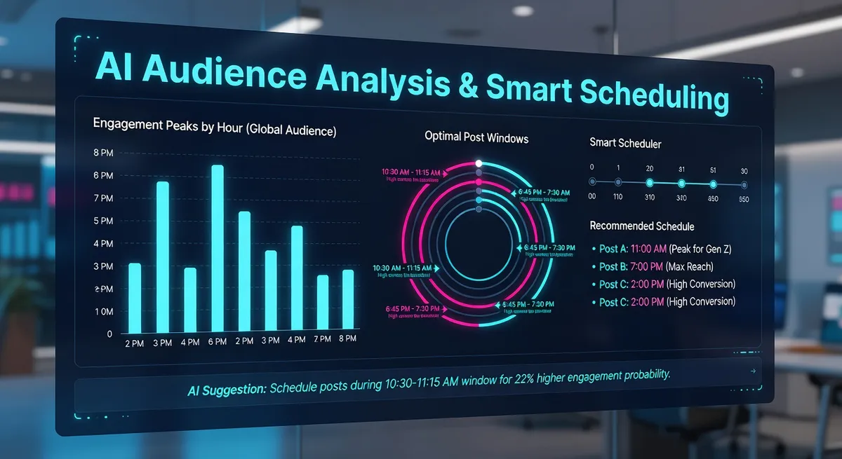 Social media analytics dashboard showing engagement rate improvements over six month period after setting up AI tools