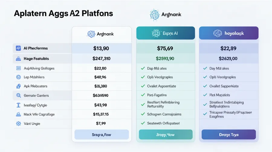 Professional comparison chart showing pricing, features, and capabilities across different AI platforms