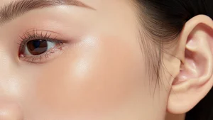 Close-up showing subtle skin retouching and natural enhancement details