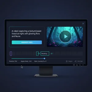 AI video generation interface showing text to video creation process