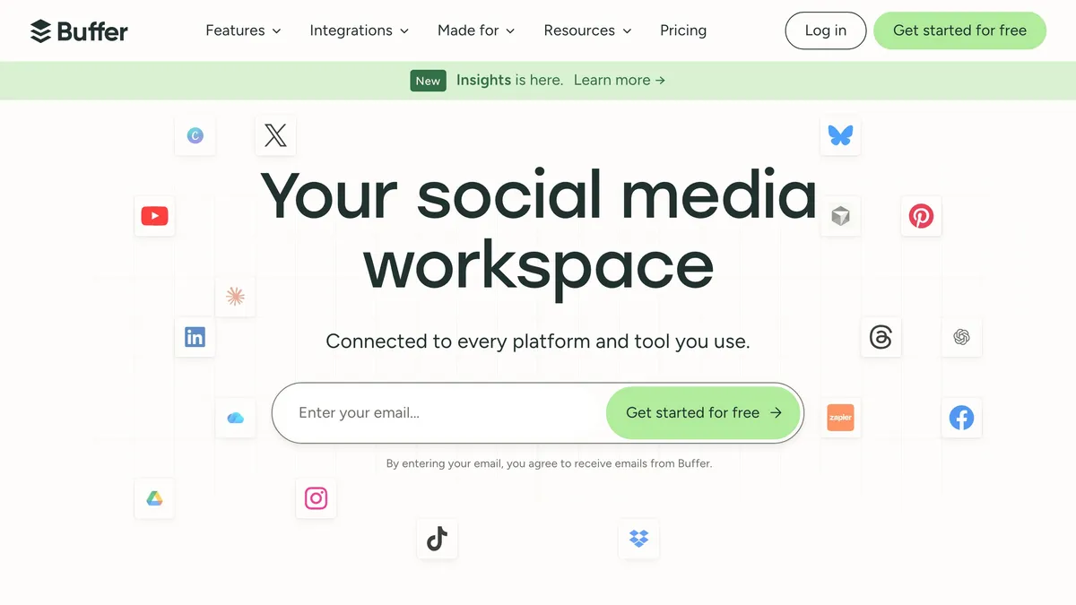 Buffer scheduling and drafting social media posts with AI
